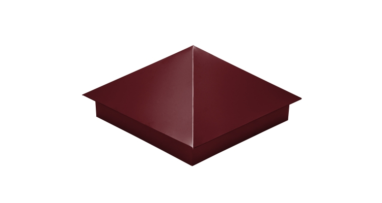 Колпак на столб 390х390мм 0.45 PE с пленкой RAL 3005 красное вино