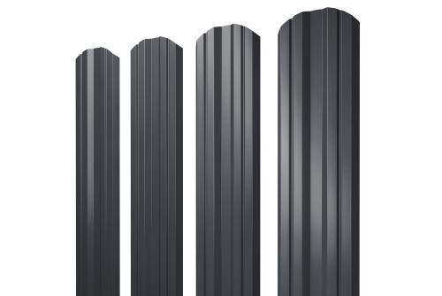 Штакетник Twin фигурный 0.45 PE RAL 7024 мокрый асфальт